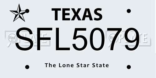 SFL5079 Texas License Plate