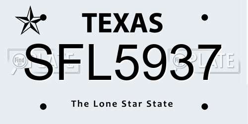 SFL5937 Texas License Plate