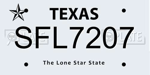 SFL7207 Texas License Plate