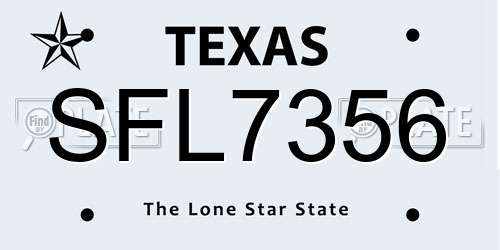 SFL7356 Texas License Plate