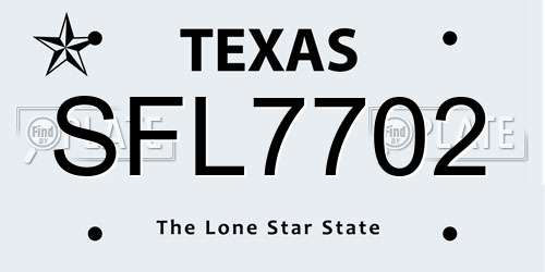 SFL7702 Texas License Plate