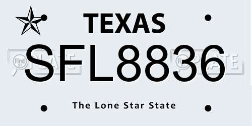 SFL8836 Texas License Plate