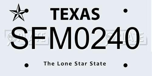 SFM0240 Texas License Plate