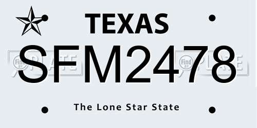 SFM2478 Texas License Plate