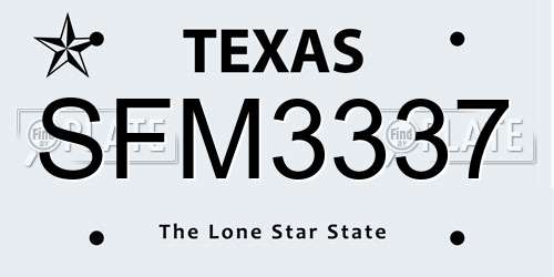 SFM3337 Texas License Plate