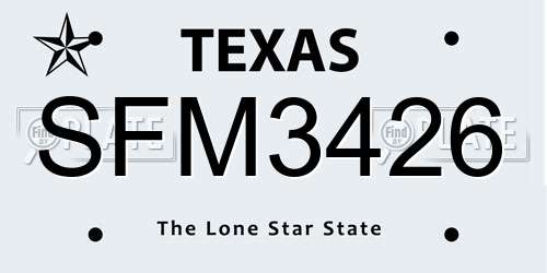 SFM3426 Texas License Plate