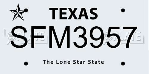 SFM3957 Texas License Plate