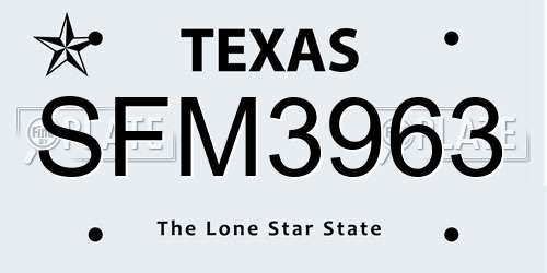 SFM3963 Texas License Plate
