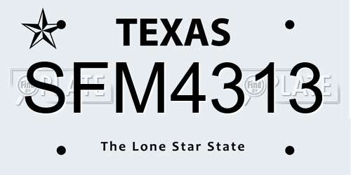 SFM4313 Texas License Plate