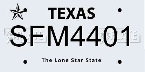 SFM4401 Texas License Plate
