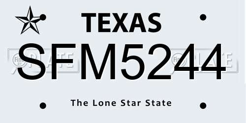 SFM5244 Texas License Plate