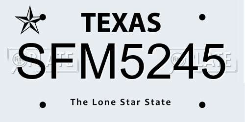 SFM5245 Texas License Plate