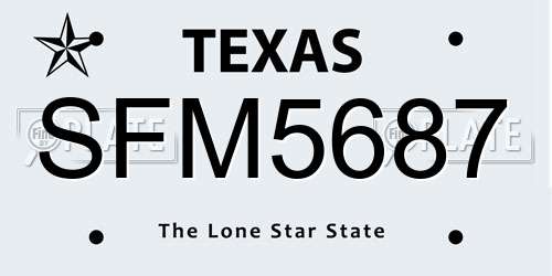 SFM5687 Texas License Plate