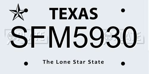 SFM5930 Texas License Plate