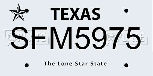 SFM5975 Texas License Plate
