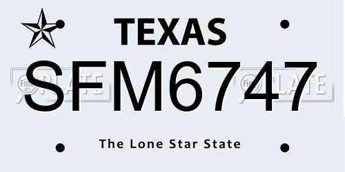 SFM6747 Texas License Plate