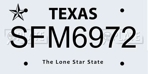 SFM6972 Texas License Plate