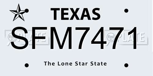 SFM7471 Texas License Plate