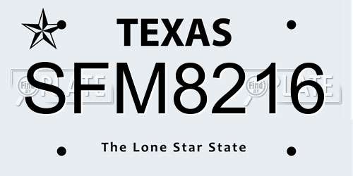 SFM8216 Texas License Plate