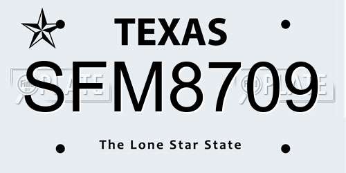 SFM8709 Texas License Plate