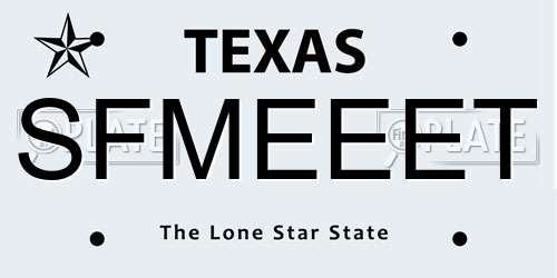 SFMEEET Texas License Plate