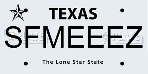 SFMEEEZ Texas License Plate