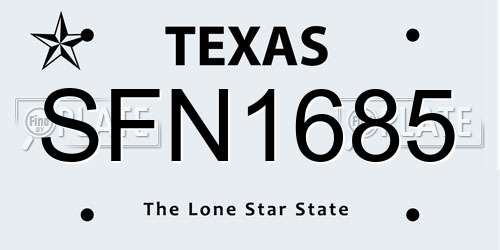 SFN1685 Texas License Plate