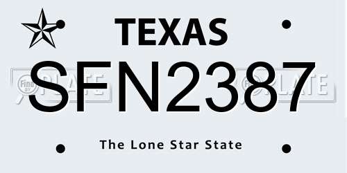 SFN2387 Texas License Plate