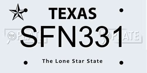 SFN331 Texas License Plate