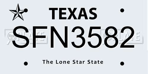 SFN3582 Texas License Plate