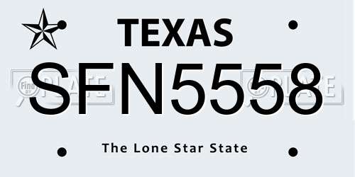 SFN5558 Texas License Plate