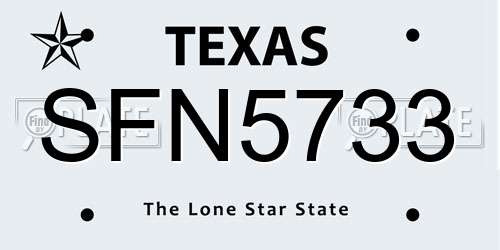 SFN5733 Texas License Plate
