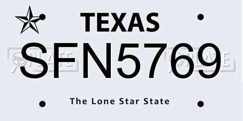 SFN5769 Texas License Plate