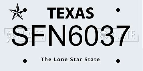 SFN6037 Texas License Plate