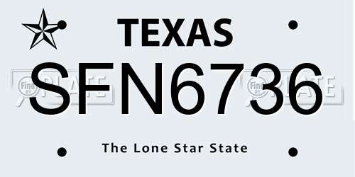 SFN6736 Texas License Plate
