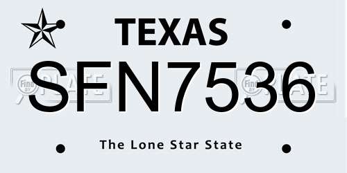 SFN7536 Texas License Plate