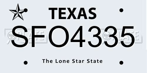 SFO4335 Texas License Plate