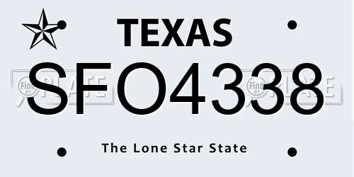 SFO4338 Texas License Plate