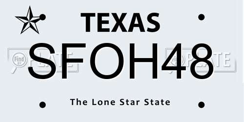 SFOH48 Texas License Plate