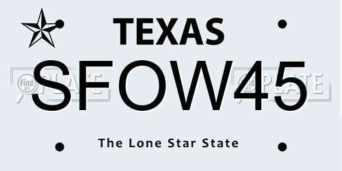SFOW45 Texas License Plate