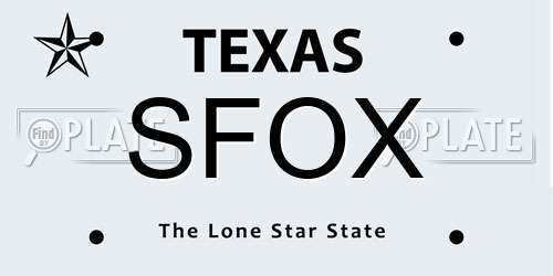 SFOX Texas License Plate