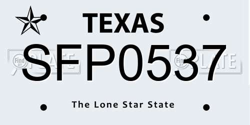 SFP0537 Texas License Plate