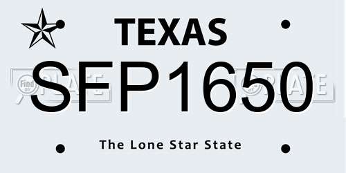 SFP1650 Texas License Plate