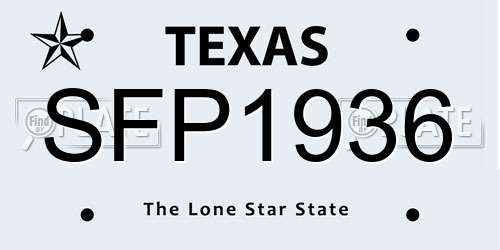SFP1936 Texas License Plate