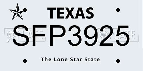 SFP3925 Texas License Plate