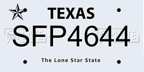SFP4644 Texas License Plate
