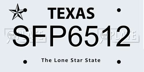 SFP6512 Texas License Plate