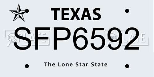 SFP6592 Texas License Plate