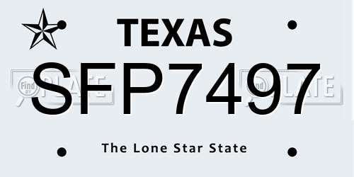 SFP7497 Texas License Plate