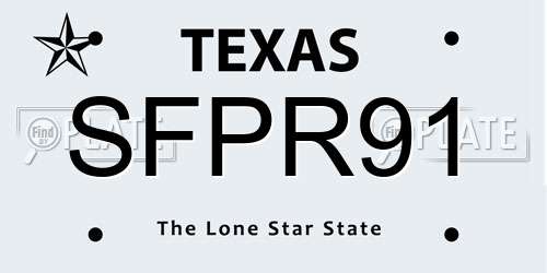 SFPR91 Texas License Plate